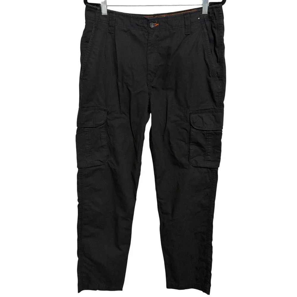 Outdoor Life Black Cargo Pants Extra Zipper Front Pocket Men's Tagged Size 34x34
